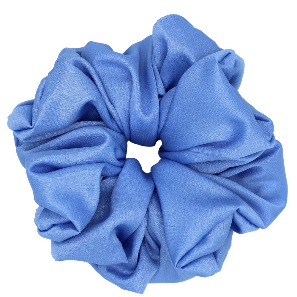 XX Large Blue Satin Hair Scrunchie, Sea Glass Blue Satin Hair Scrunchie